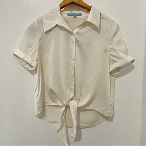 Luxury Antonio Melani Ivory Silk Button Down - Coastal Grandmother Aesthetic